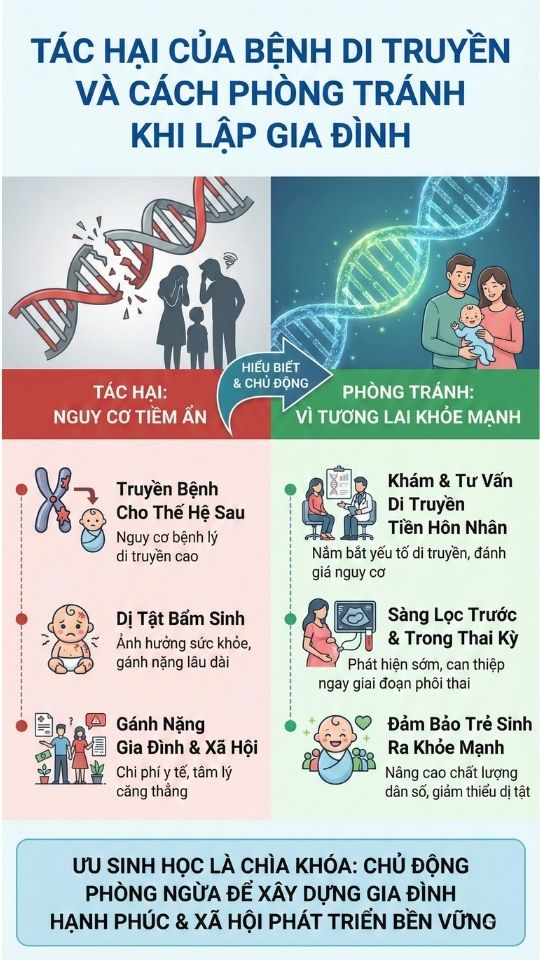 Tác hại của bệnh di truyền và cách phòng tránh khi lập gia đình