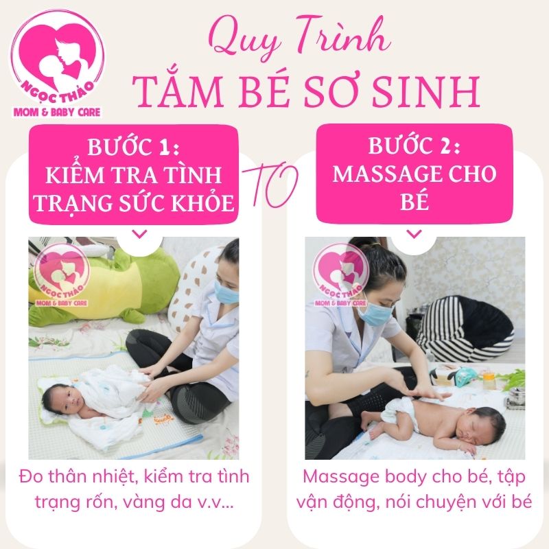 Đầu tiên, dịch vụ tắm bé tị nhà quận Phú Nhuận sẽ kiểm tra đo thân nhiệt, tình trạng sinh lý của trẻ