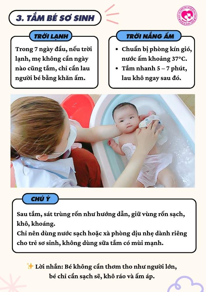 Tắm cho bé sơ sinh trong 7 ngày đầu đúng cách