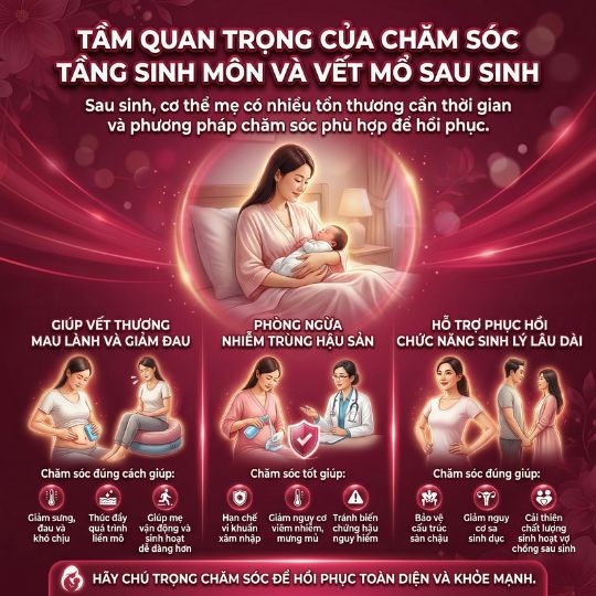 tầm quan trọng của việc chăm sóc tầng sinh môn và vết thương sinh mổ