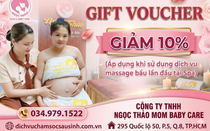 tặng vocher massage bầu giảm 10%