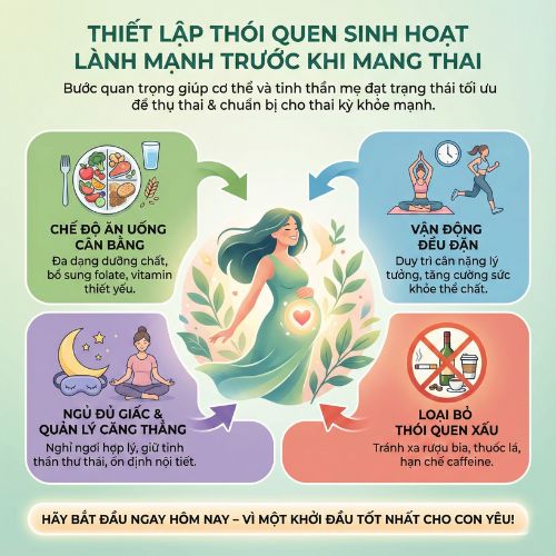 thiết lập thói quen sinh hoạt lành mạnh trước khi mang thai