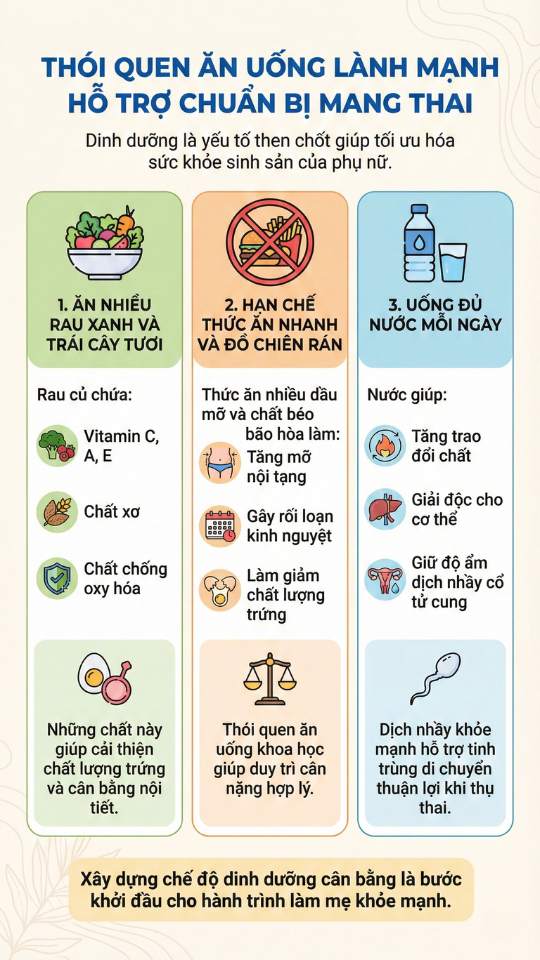 Thói quen ăn uống lành mạnh trước khi mang thai