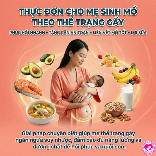 Thực đơn cho mẹ sinh mổ gầy khoa học