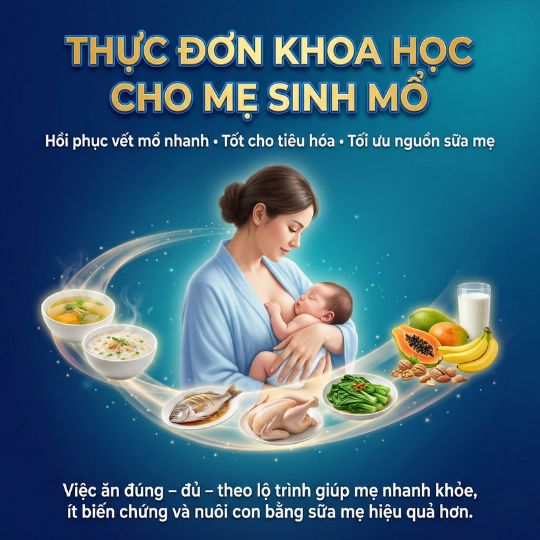 Thực đơn mẫu cho mẹ sinh mổ theo từng tuần hậu sản khoa học
