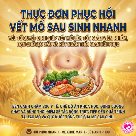 Thực đơn phục hồi vết mổ sau sinh nhanh và an toàn