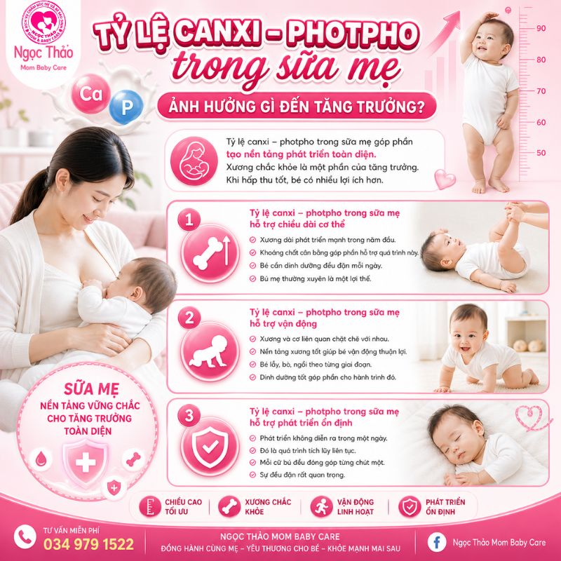 tỉ lệ cãni photpho trong sữa mẹ ảnh hưởng đến sự tăng trưởng chiều cao của trẻ