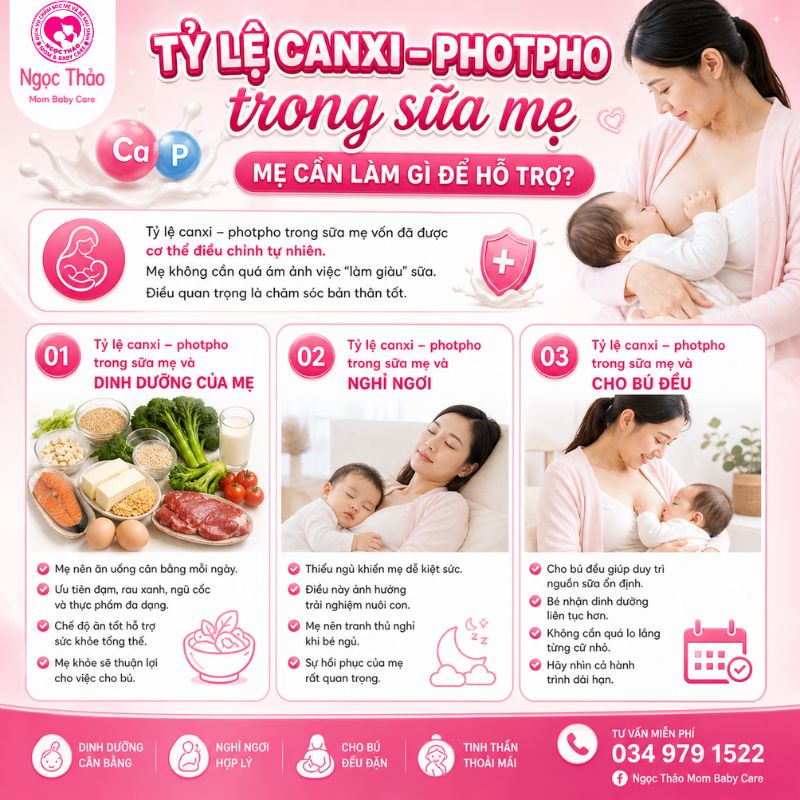 tỉ lệ canxi photpho trong sữa mẹ