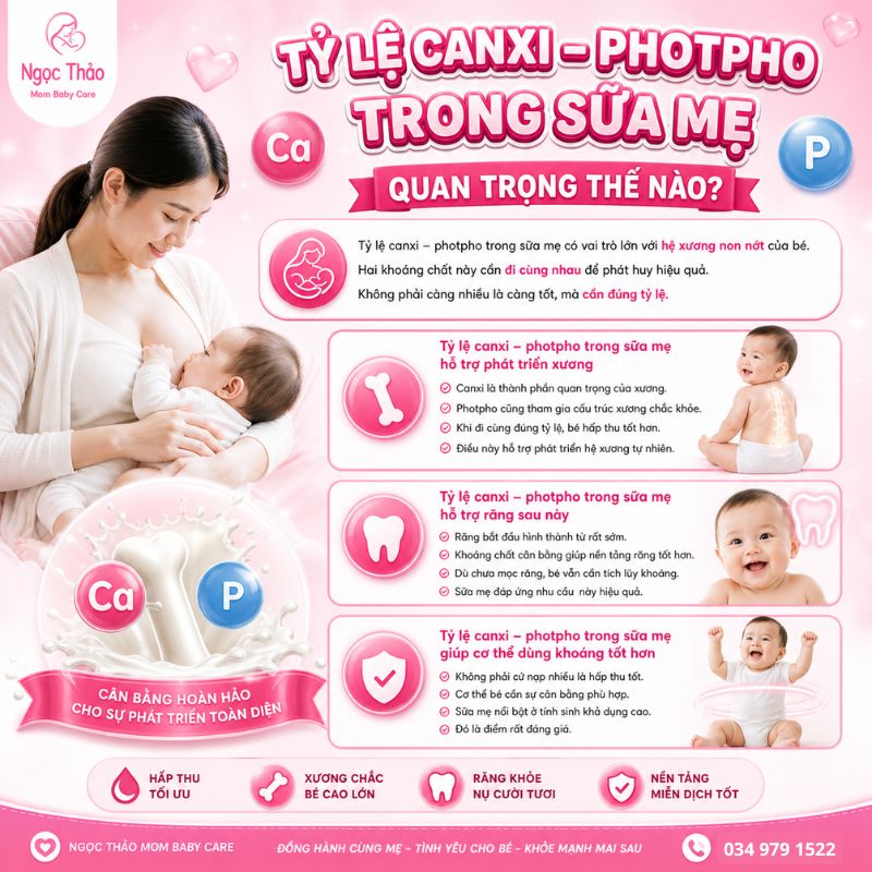 tỉ lệ canxi photpho trong sữa mẹ quan trọng thế nào