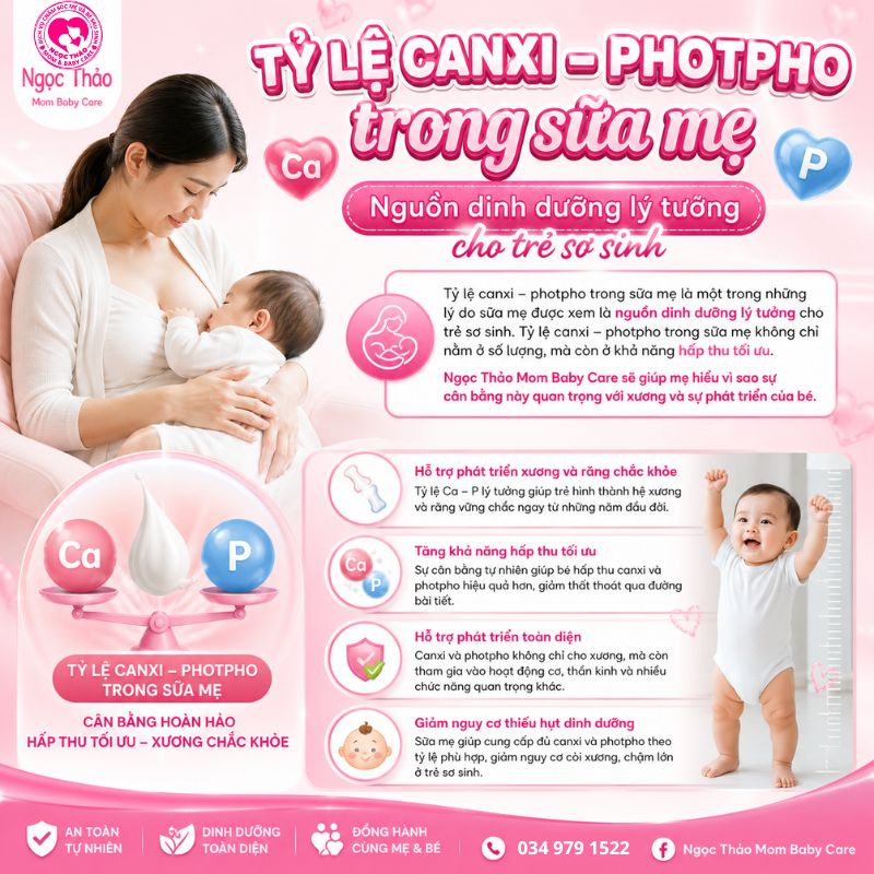tỉ lệ canxi photpho trong sữa mẹ