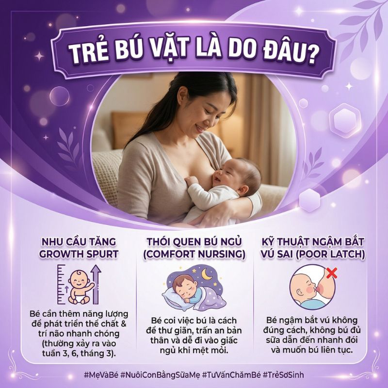 trẻ bú vặt nguyên nhân do đâu