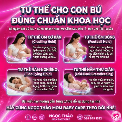Tư thế cho con bú đúng chuẩn khoa học giúp bé bú no, mẹ không đau ti
