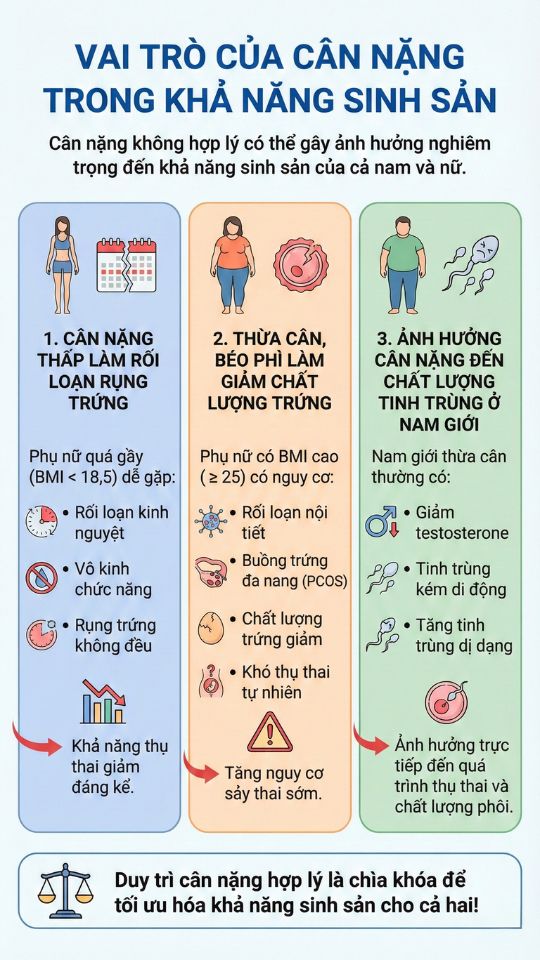 vai trò của cân nặng trong khả năng sinh sản