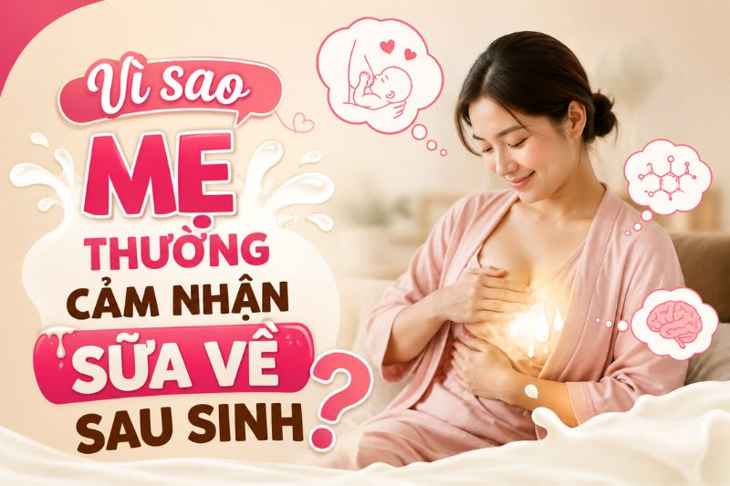 vì sao mẹ thuòng cảm nhận sữa về sau sinh